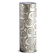 Cylindrical decorative vase with spiral pattern on a white background