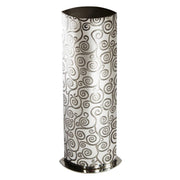 Decorative cylindrical vase with spiral pattern on a white background