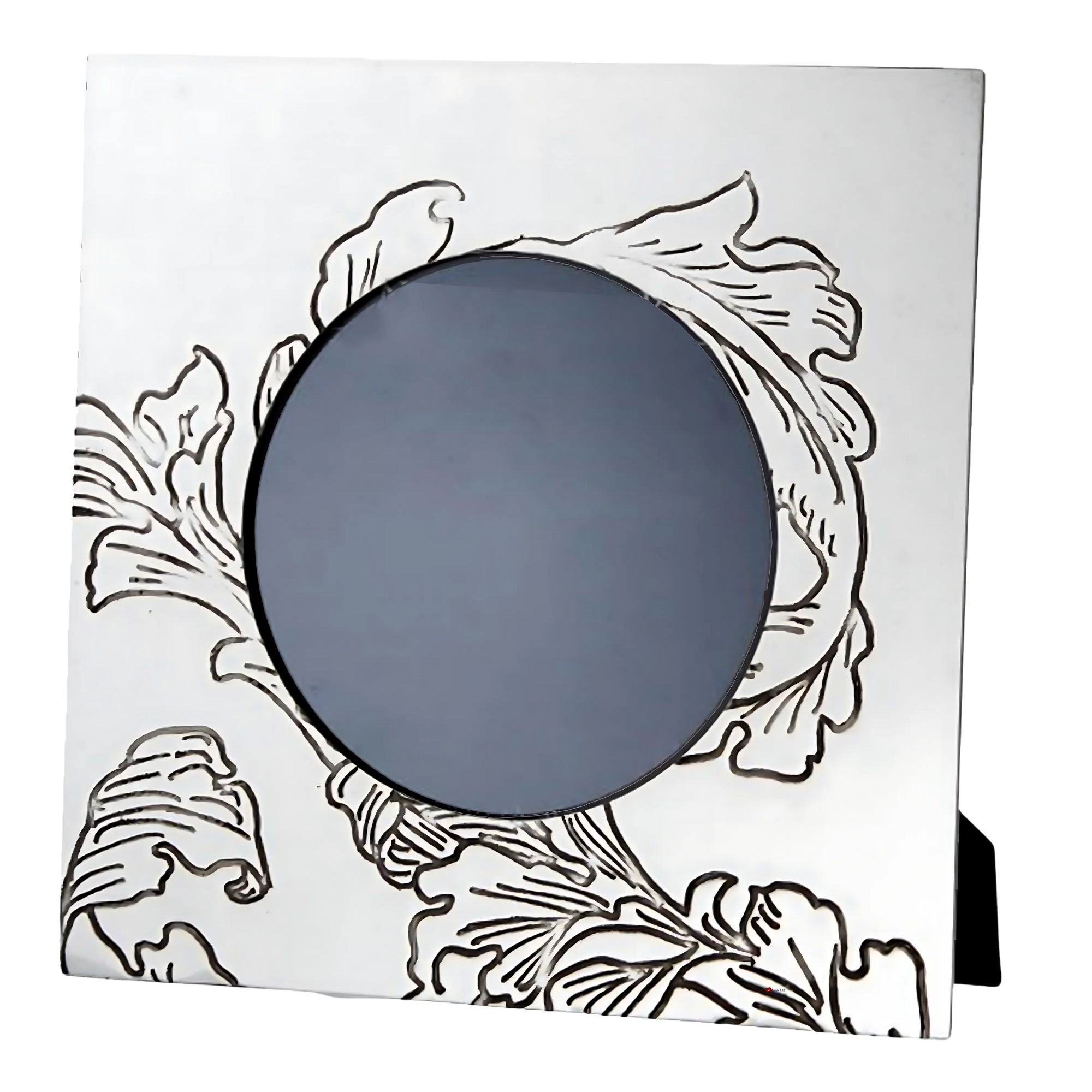 Decorative mirror with floral frame on a white background