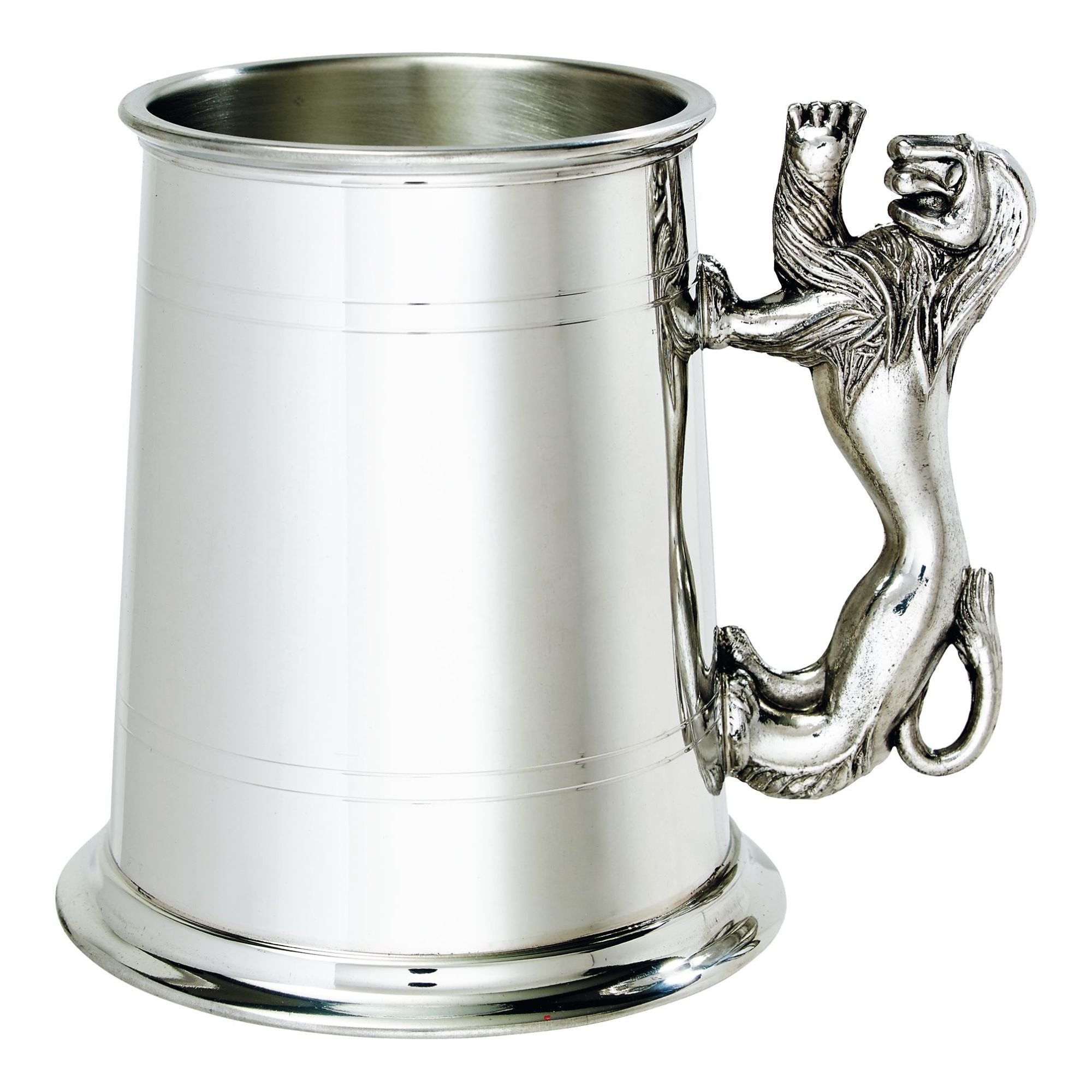 Silver tankard with a mermaid handle on a white background