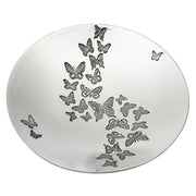 Round mirror with decorative butterflies on a white background