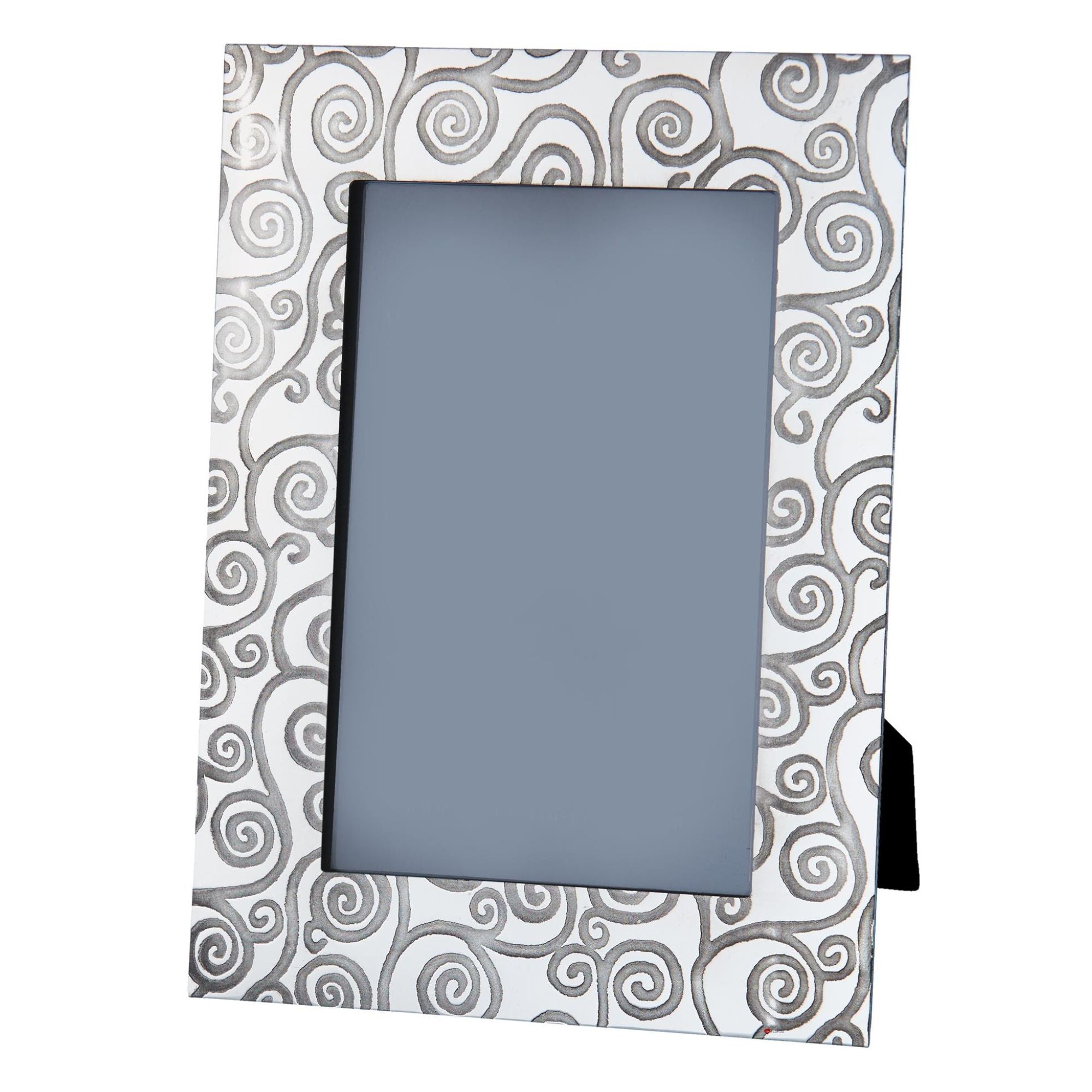 Patterned product packaging with a gray center on a white background