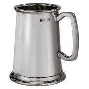 Silver tankard with handle on a white background