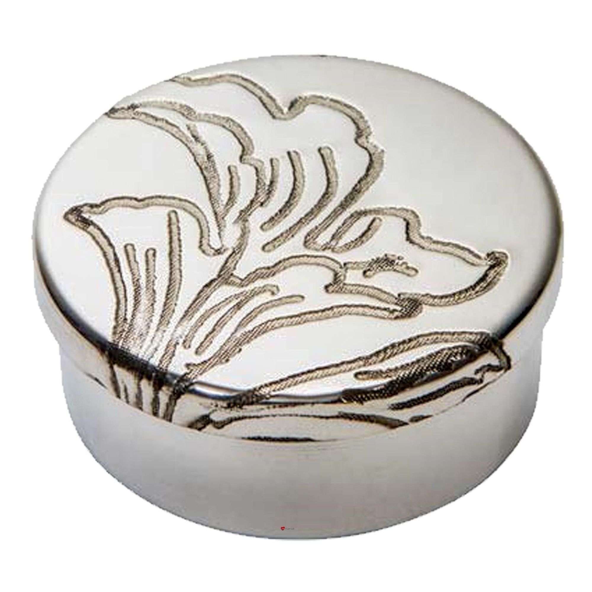 Small Pewter Trinket Box with Acanthus Pattern Perfect for Engraving