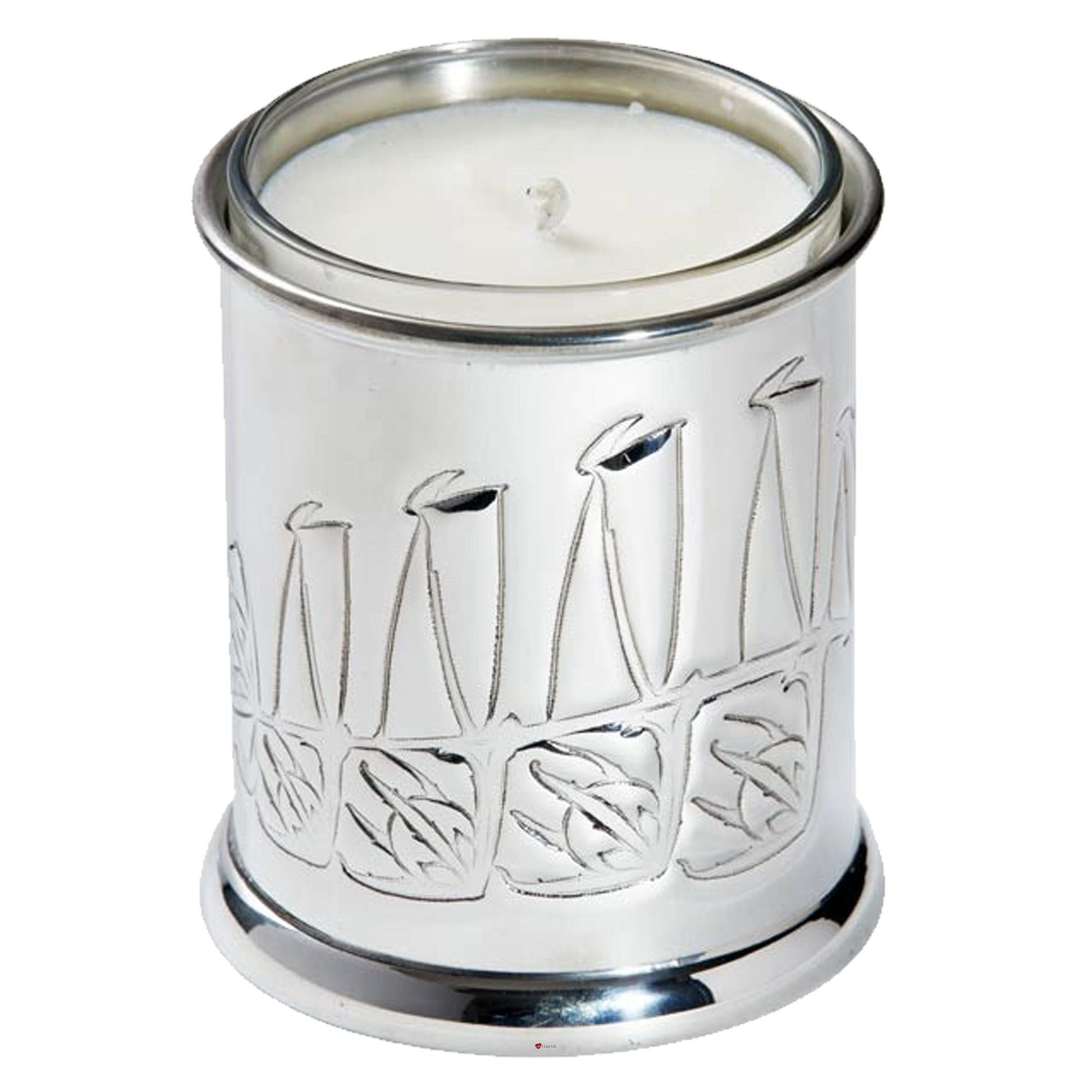 Candle Votive Holder Embossed with Knox Inspired Design Pewter Comes with Candle