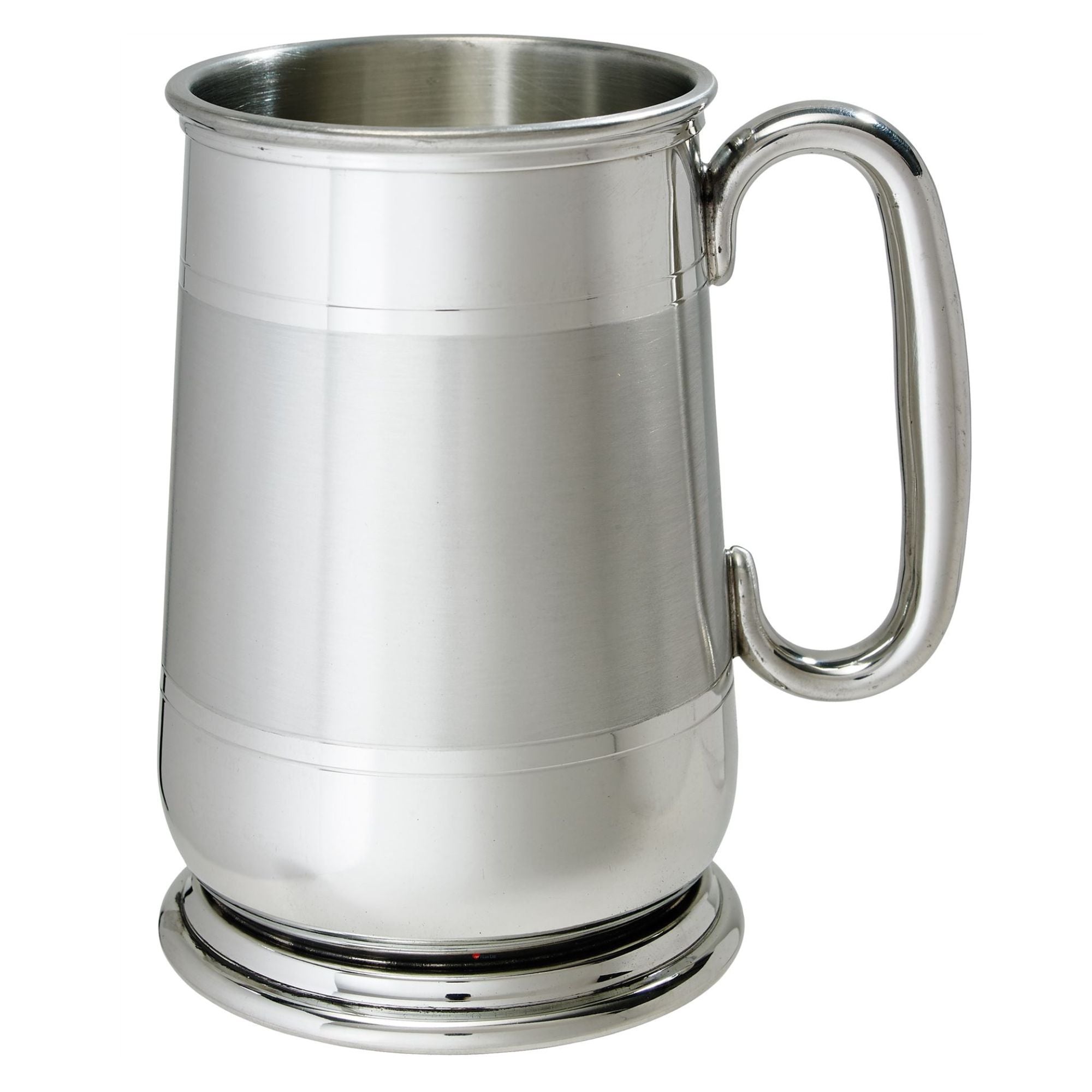 Stainless steel tankard on a white background