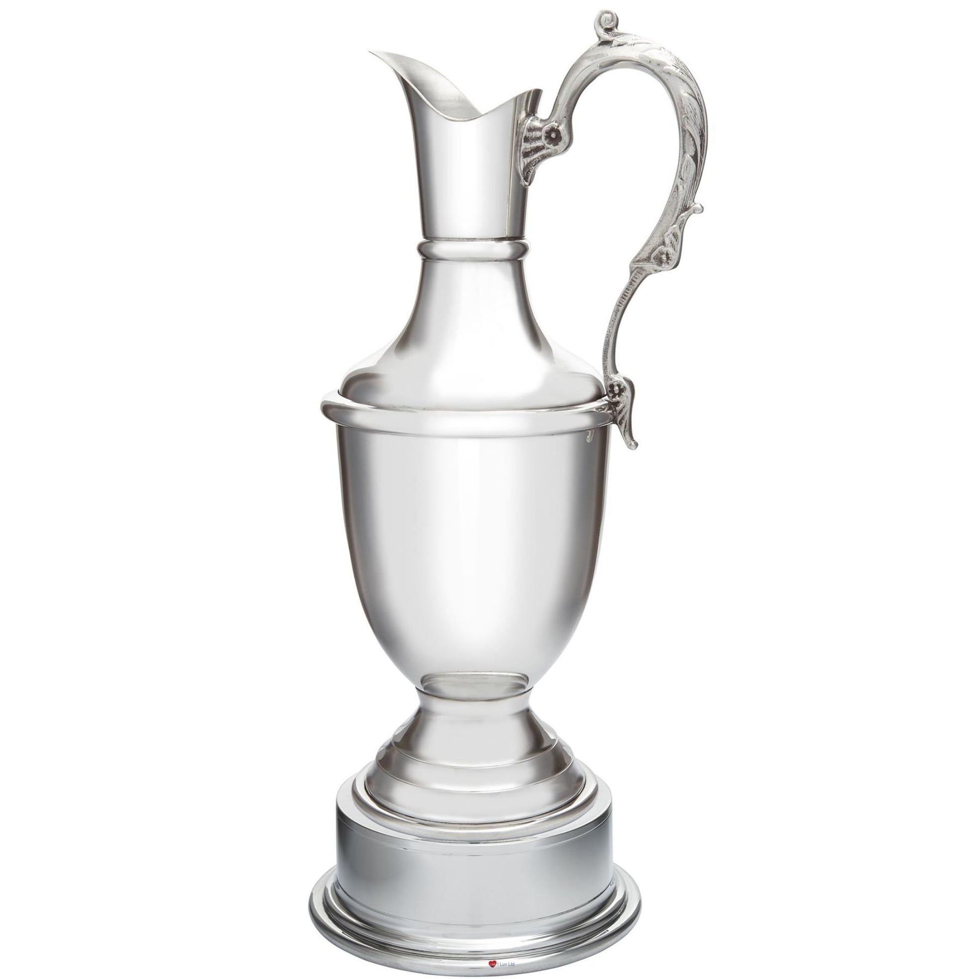 Silver pitcher on a white background