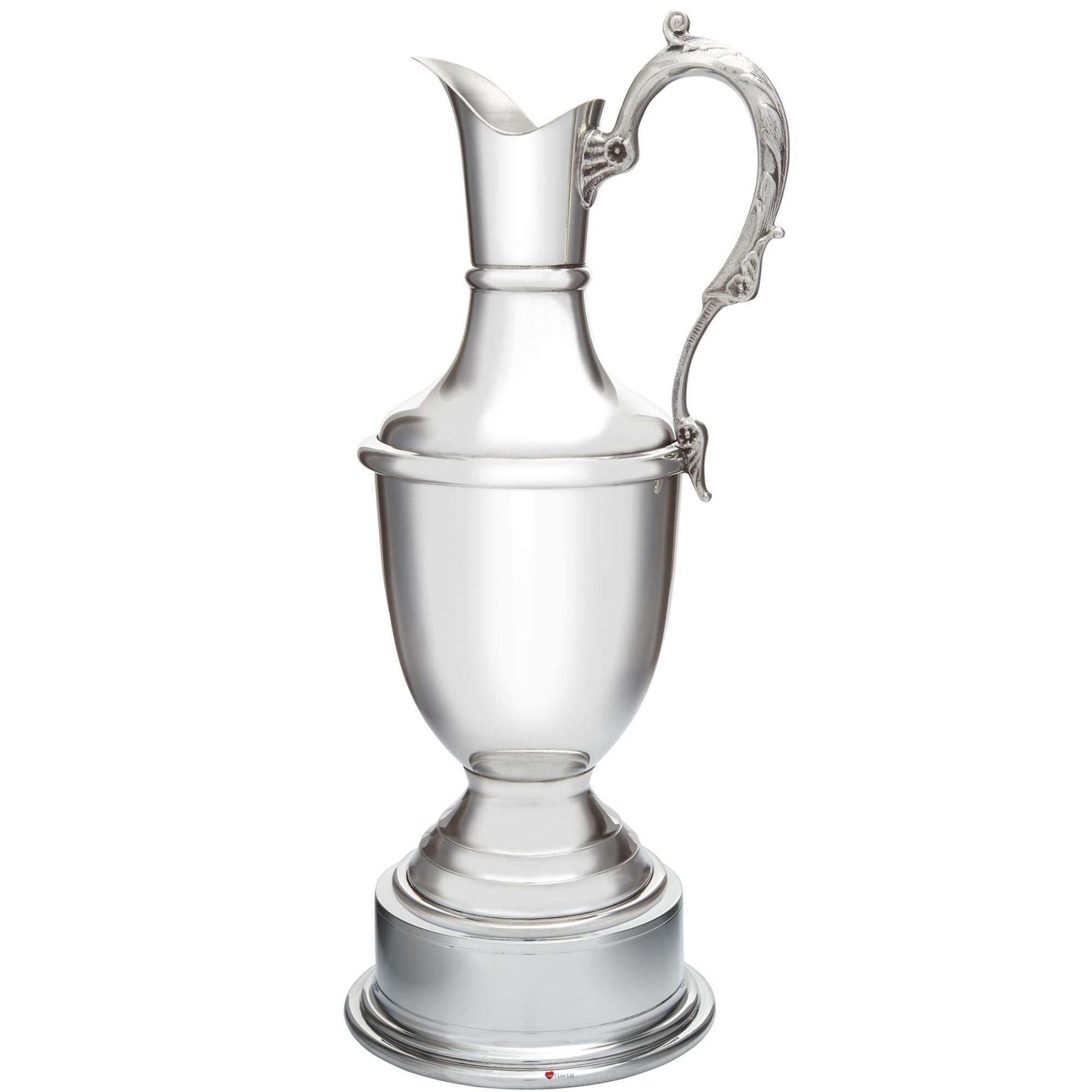 Silver pitcher on a white background