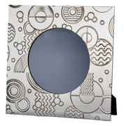 Decorative box with geometric patterns and a central circular cutout