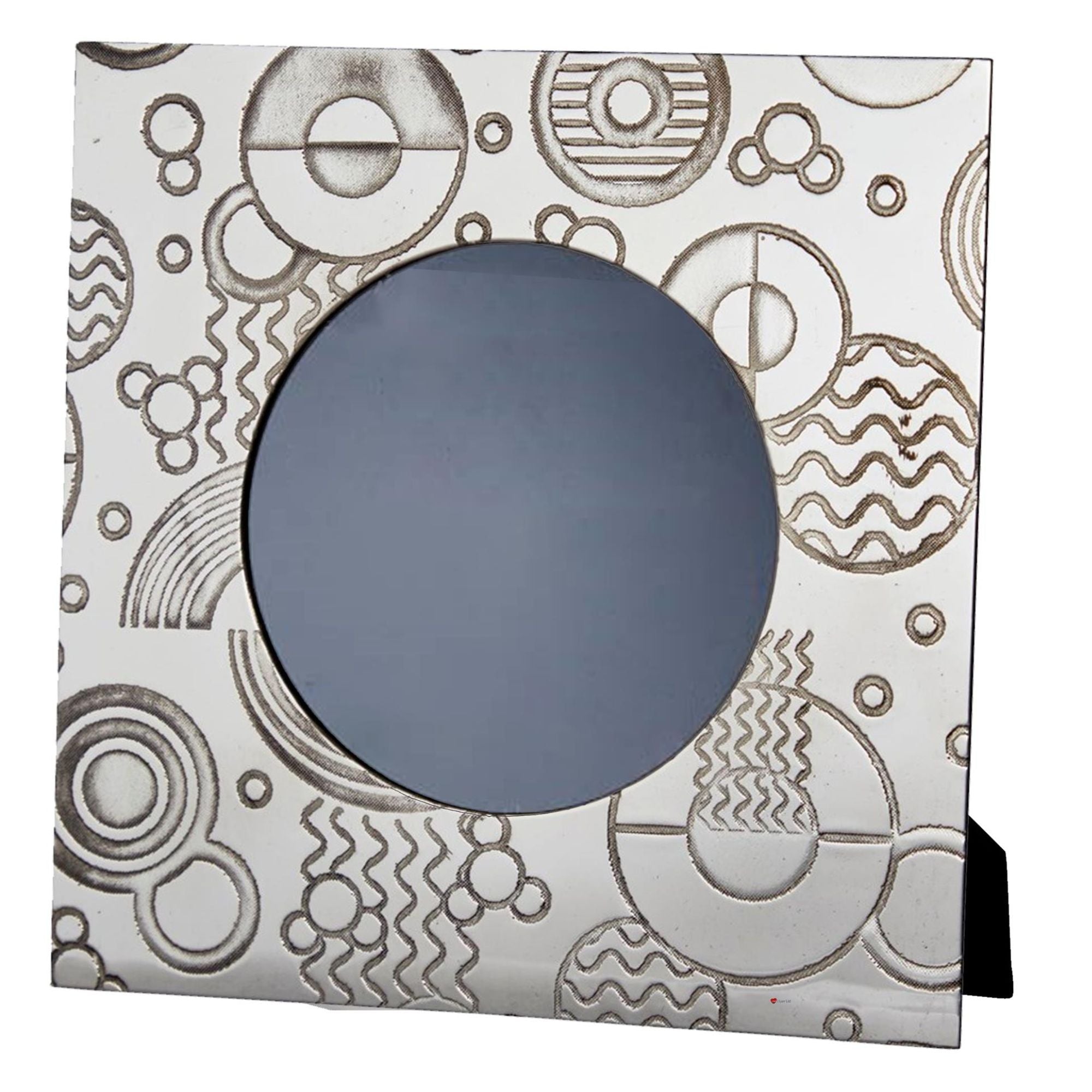 Decorative box with geometric patterns and a central circular cutout