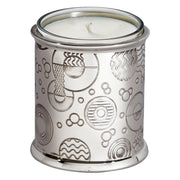 Decorative candle holder with intricate patterns on a white background