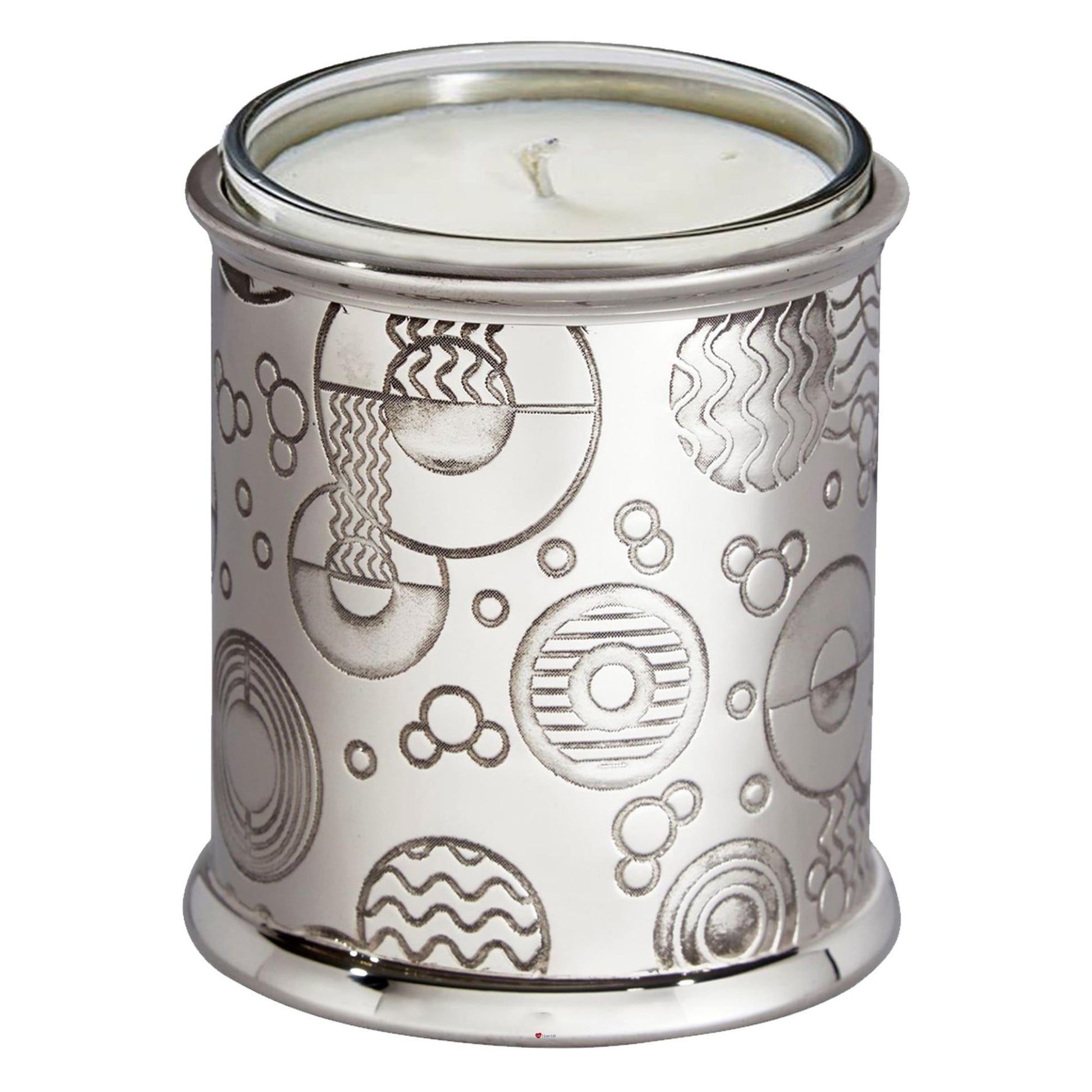 Decorative candle holder with intricate patterns on a white background