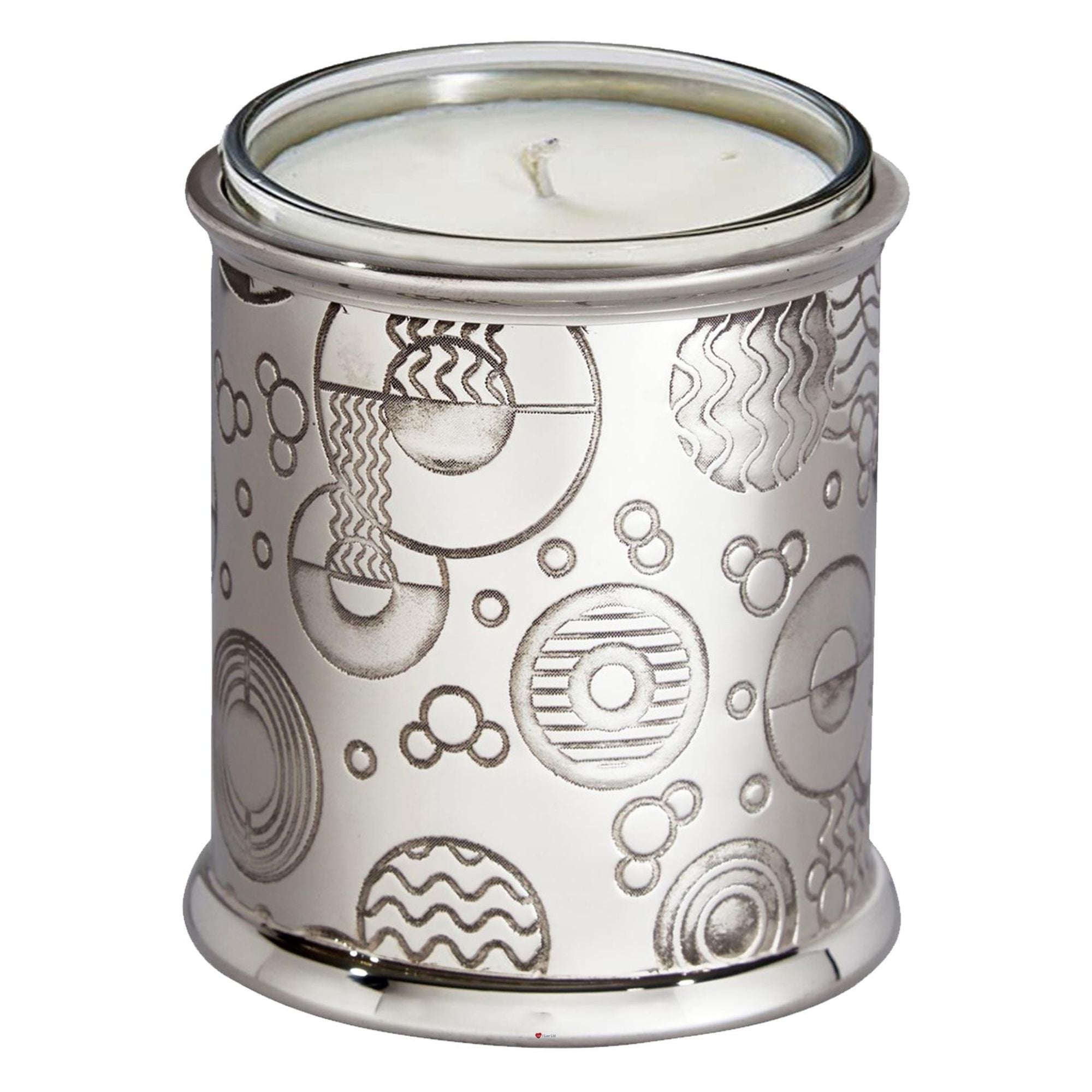 Decorative candle holder with intricate patterns on a white background