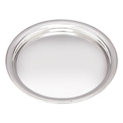 Silver round tray on a white background
