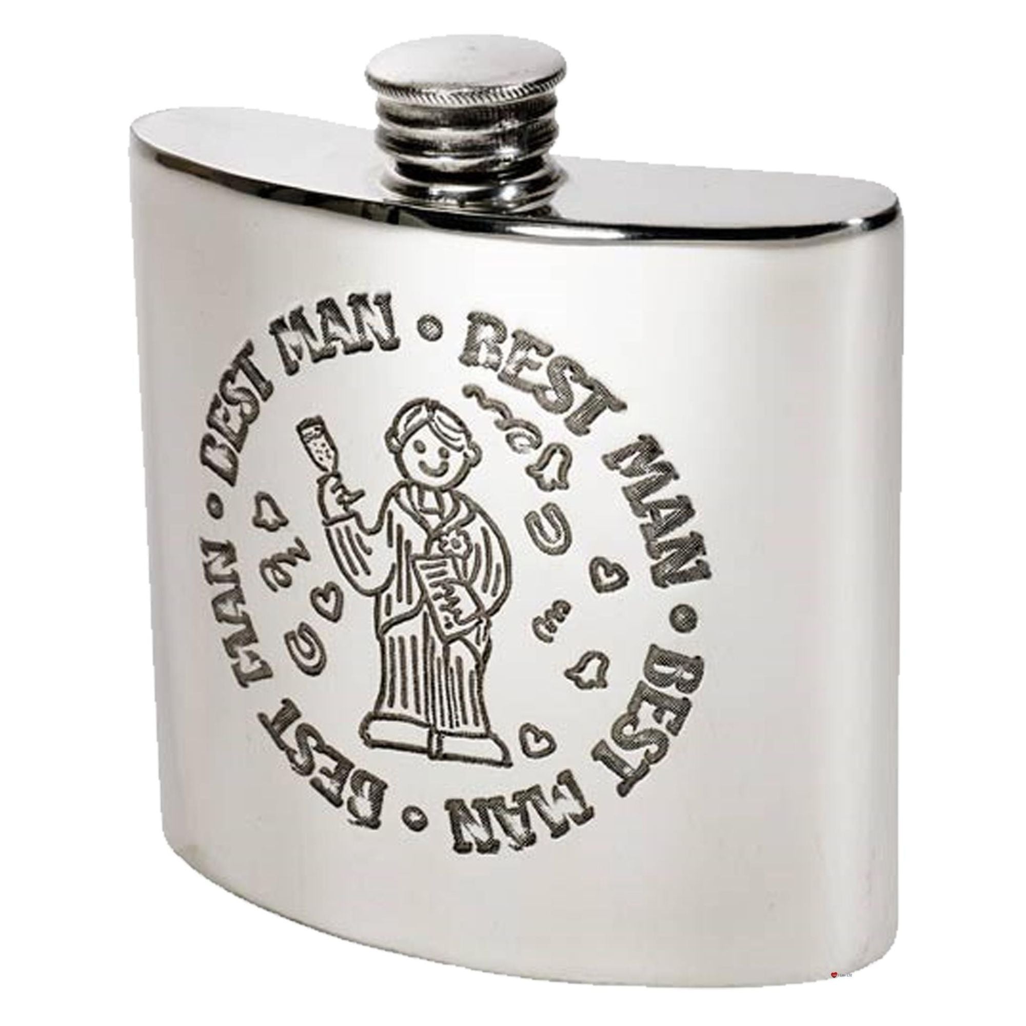 4oz Pewter Hip Flask Wedding Best Man Polished Screw Top Perfect for Engraving