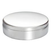Silver round trinket box on a white background