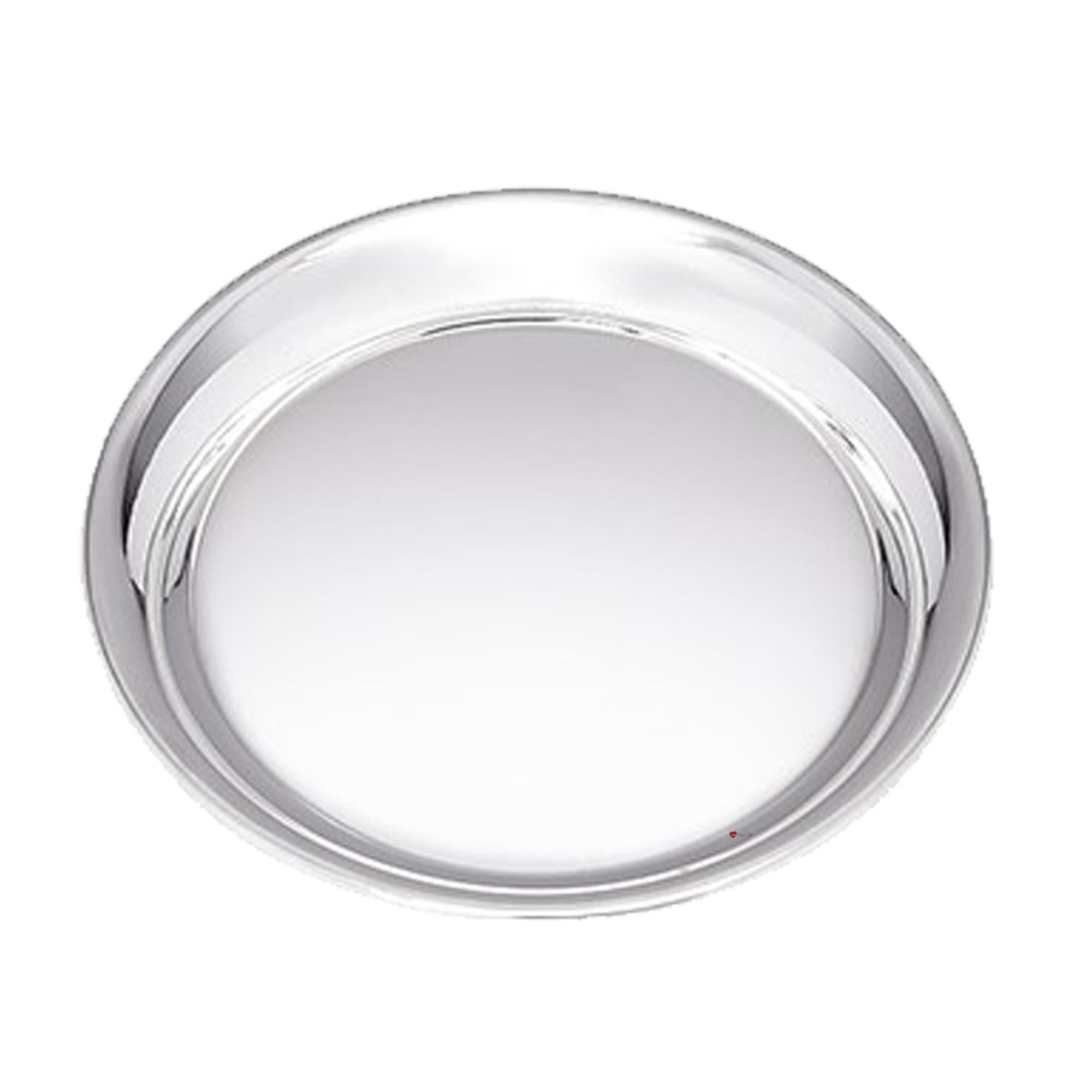 Round metallic object on a white background