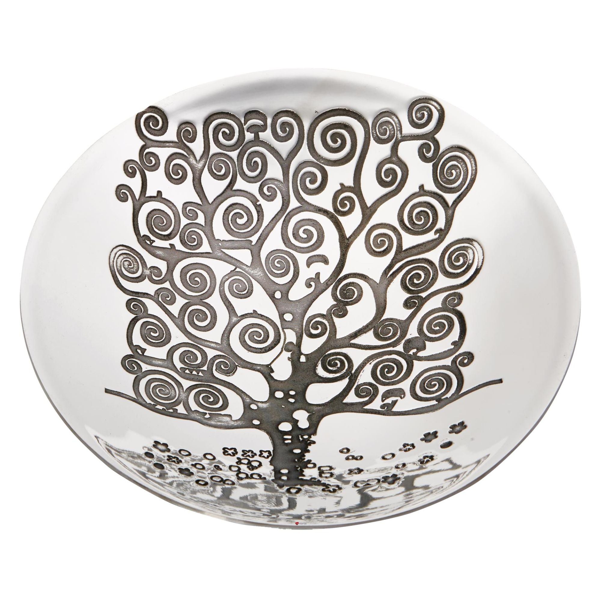 Decorative plate with a tree of life design on a white background