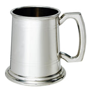 Silver tankard with a handle on a white background