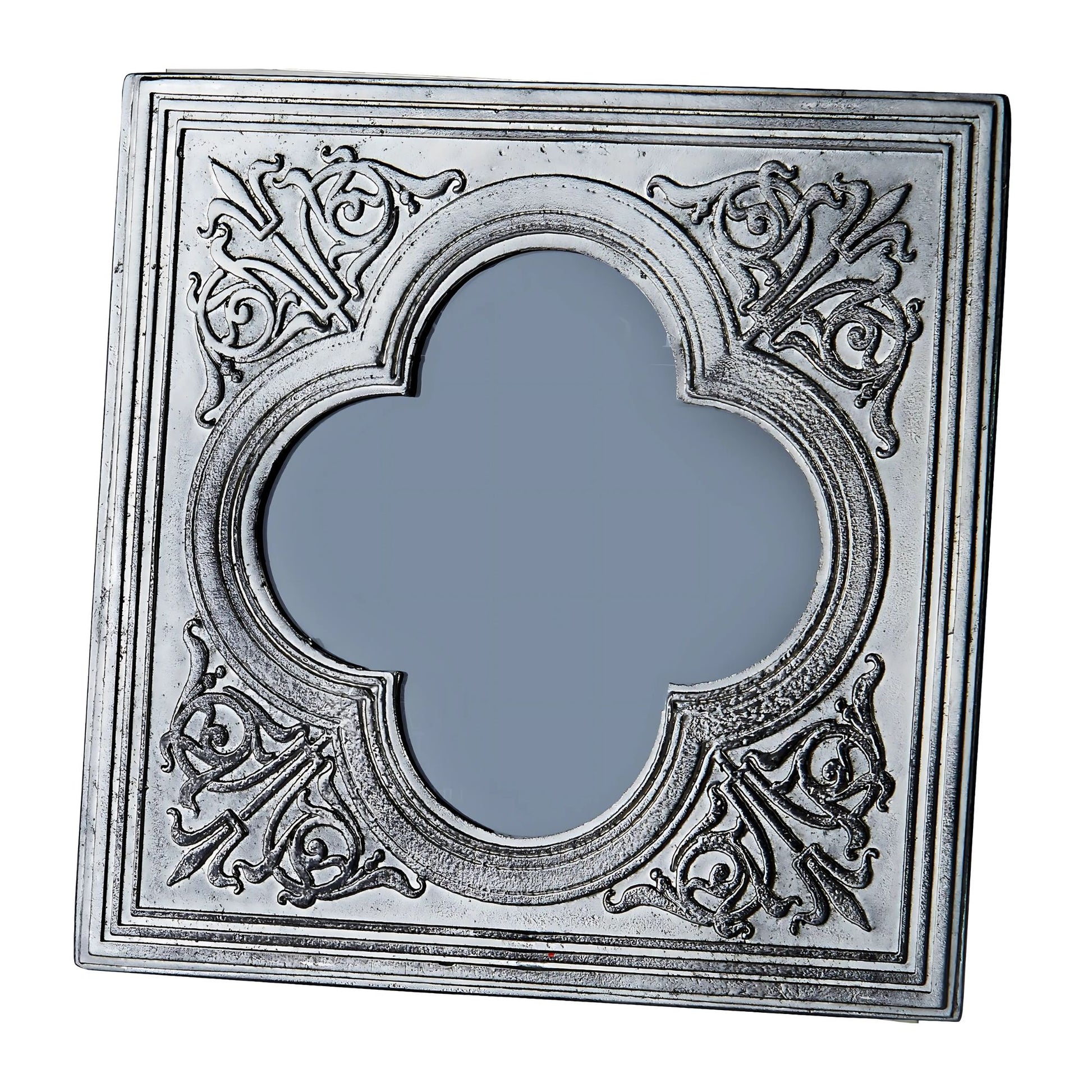 Decorative metal ceiling tile with intricate patterns on a white background