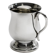 Silver mug with handle on a white background