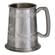 Pewter Tankard 1 Pint Viking Ship Design Antique Pewter Square Handle Pure Beer