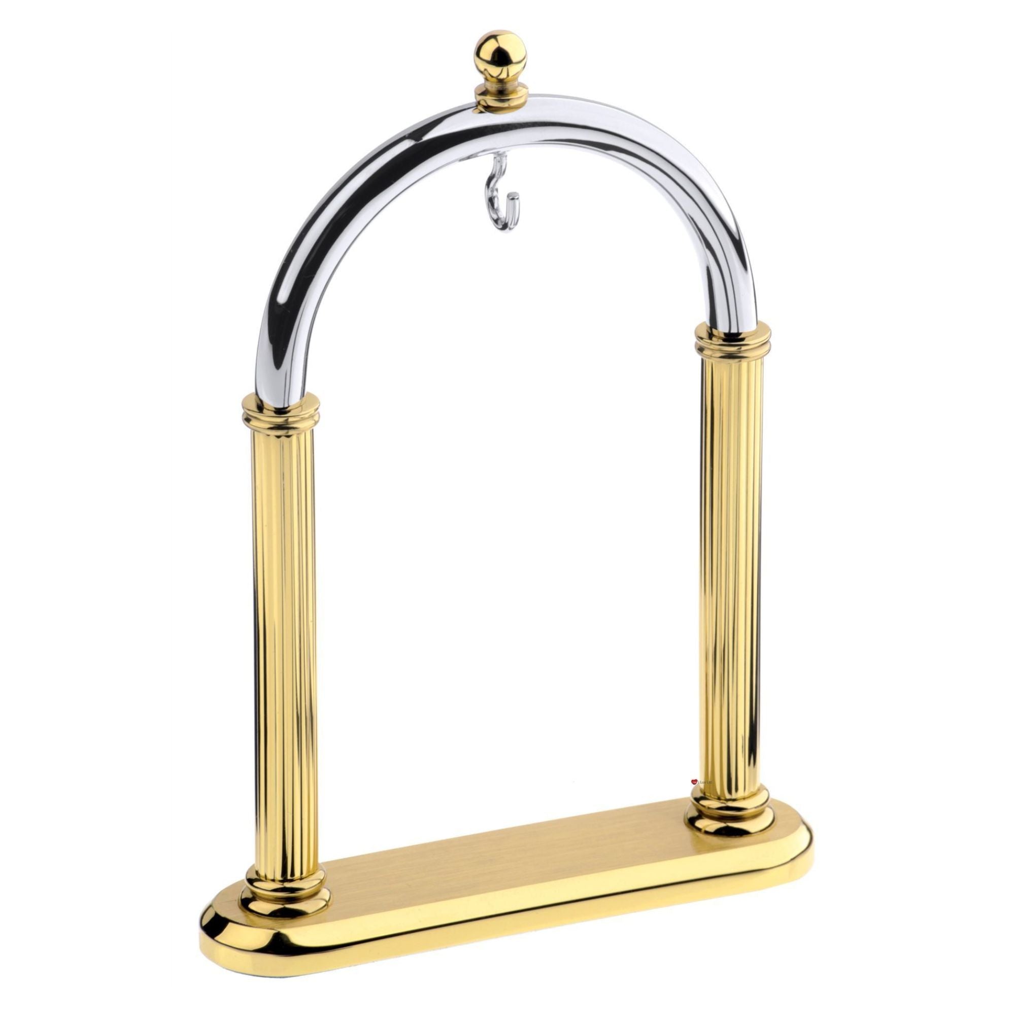 Gold and silver faucet on a white background