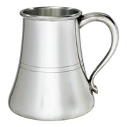 Stainless steel pitcher on a white background