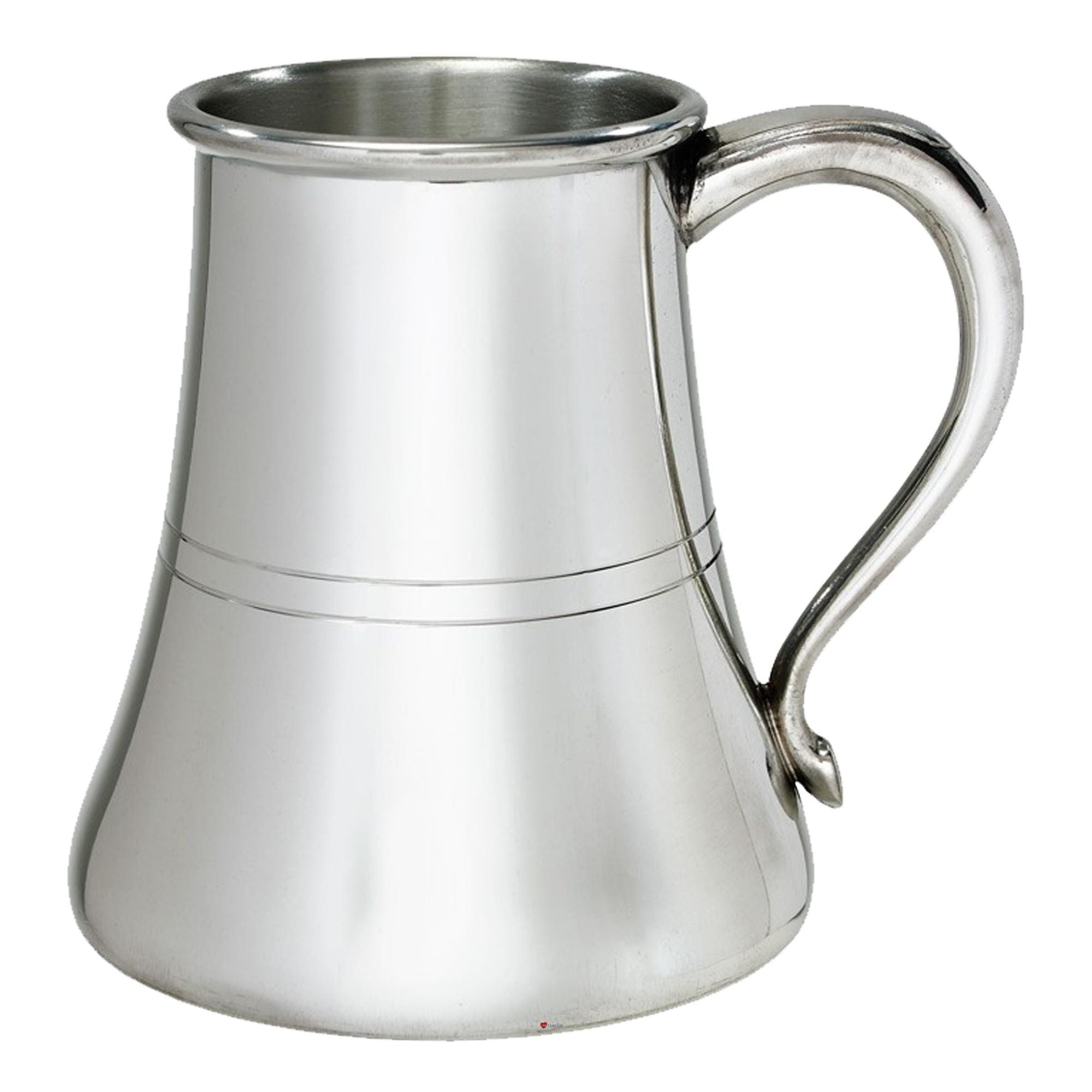 Stainless steel pitcher on a white background