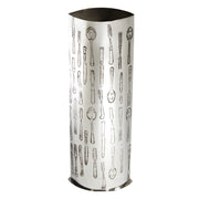 Large 10 inch Pewter Vase Embossed all over with Knife Fork and Spoon Pattern