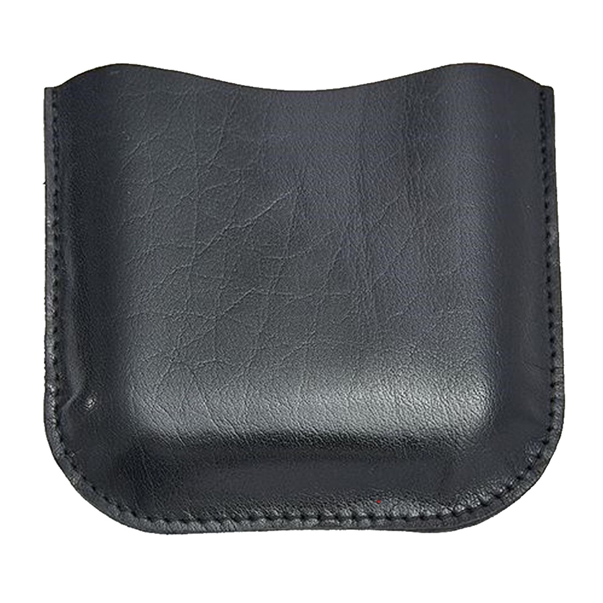 Black leather pouch on a white background