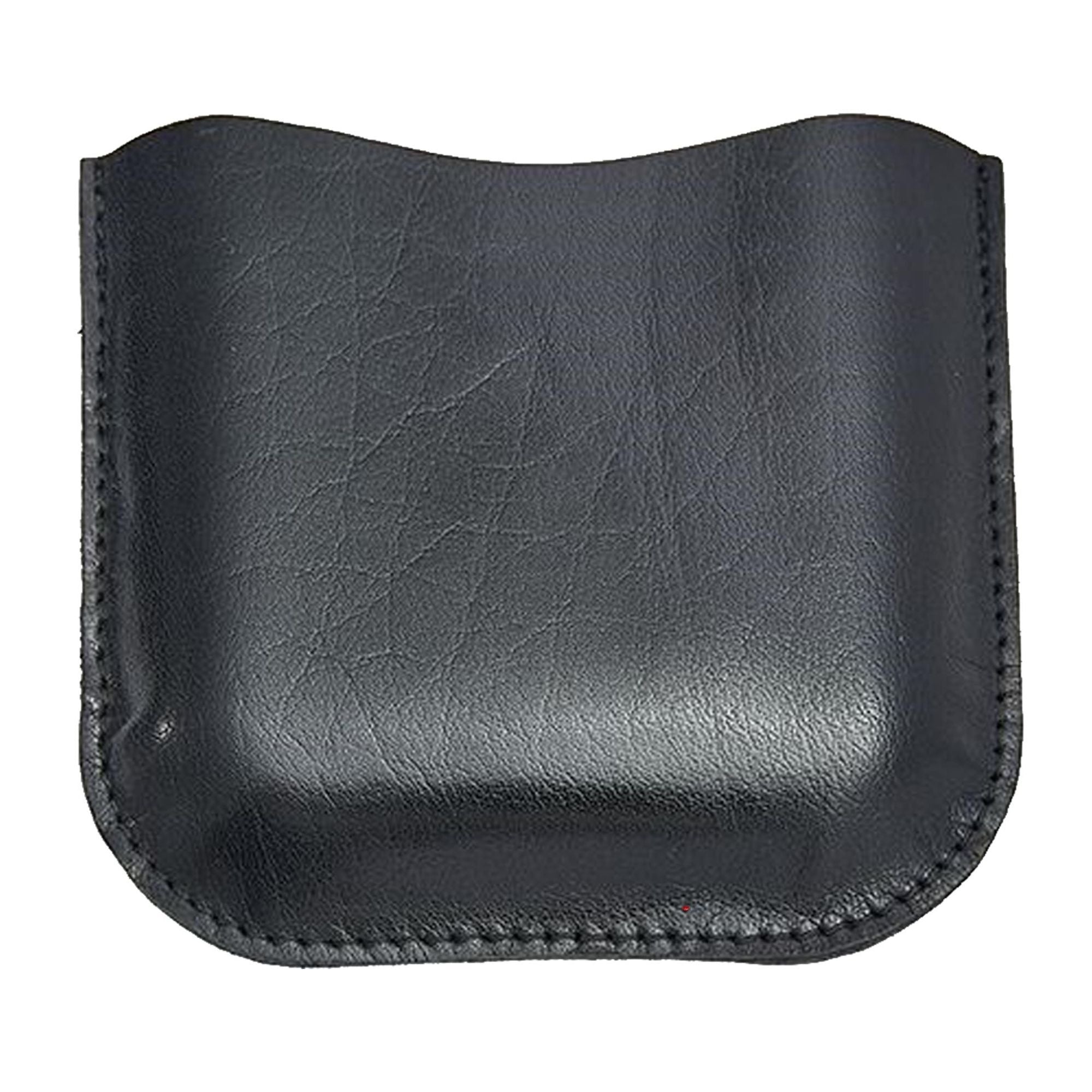 Black leather pouch on a white background