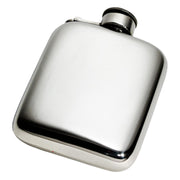 Silver hip flask on a white background