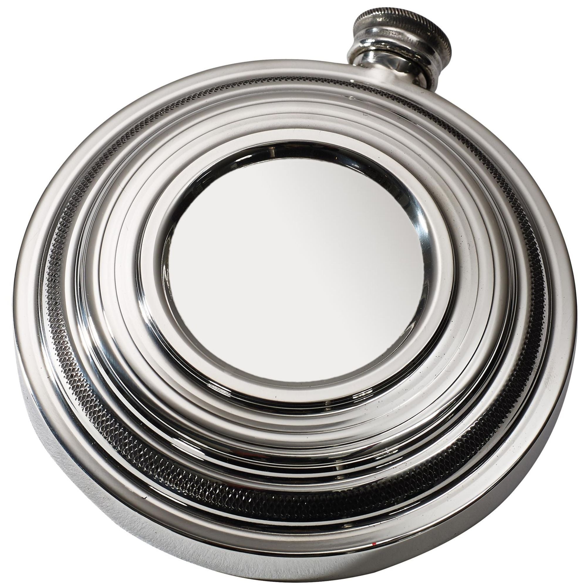 Silver magnifying glass on a white background