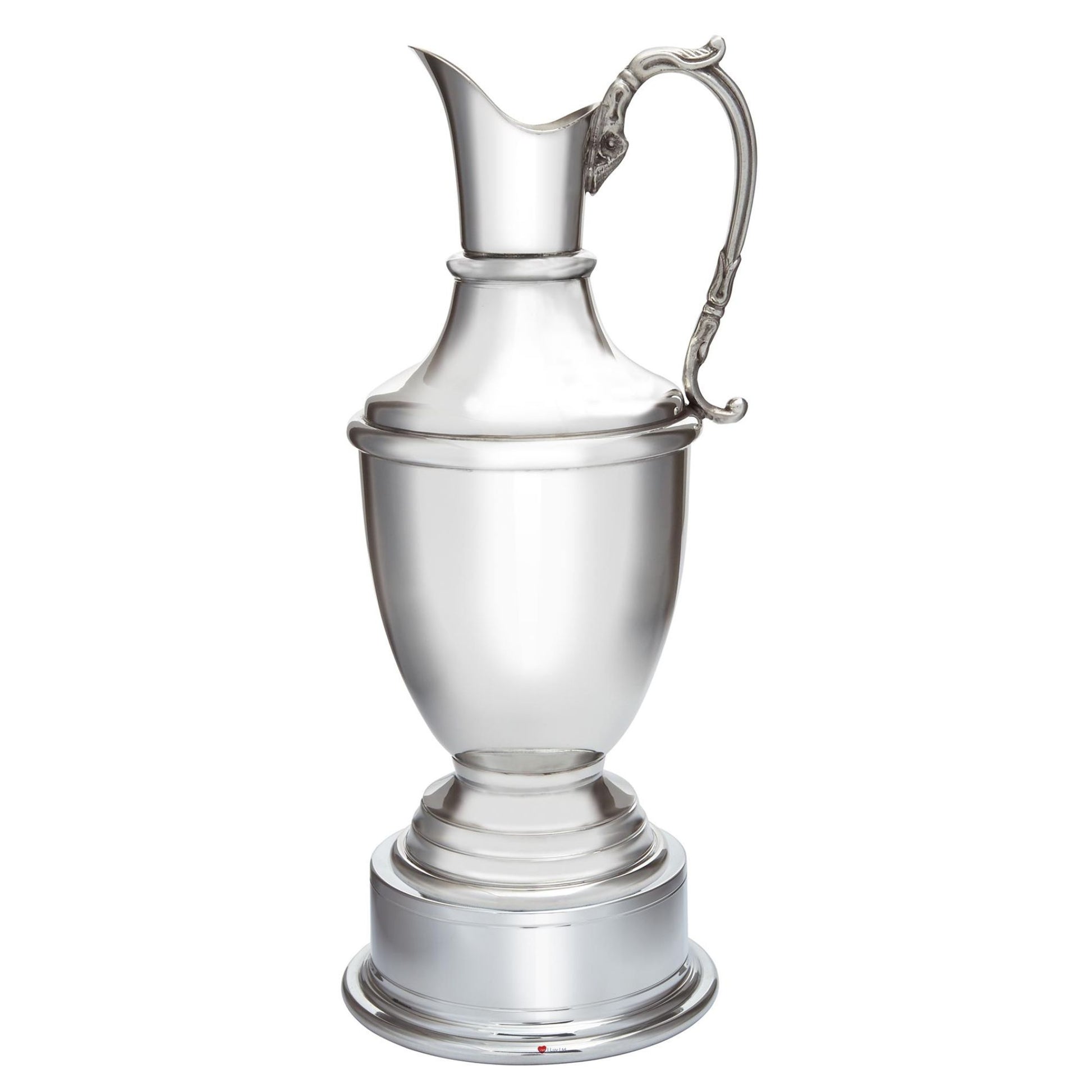 Silver pitcher on a white background