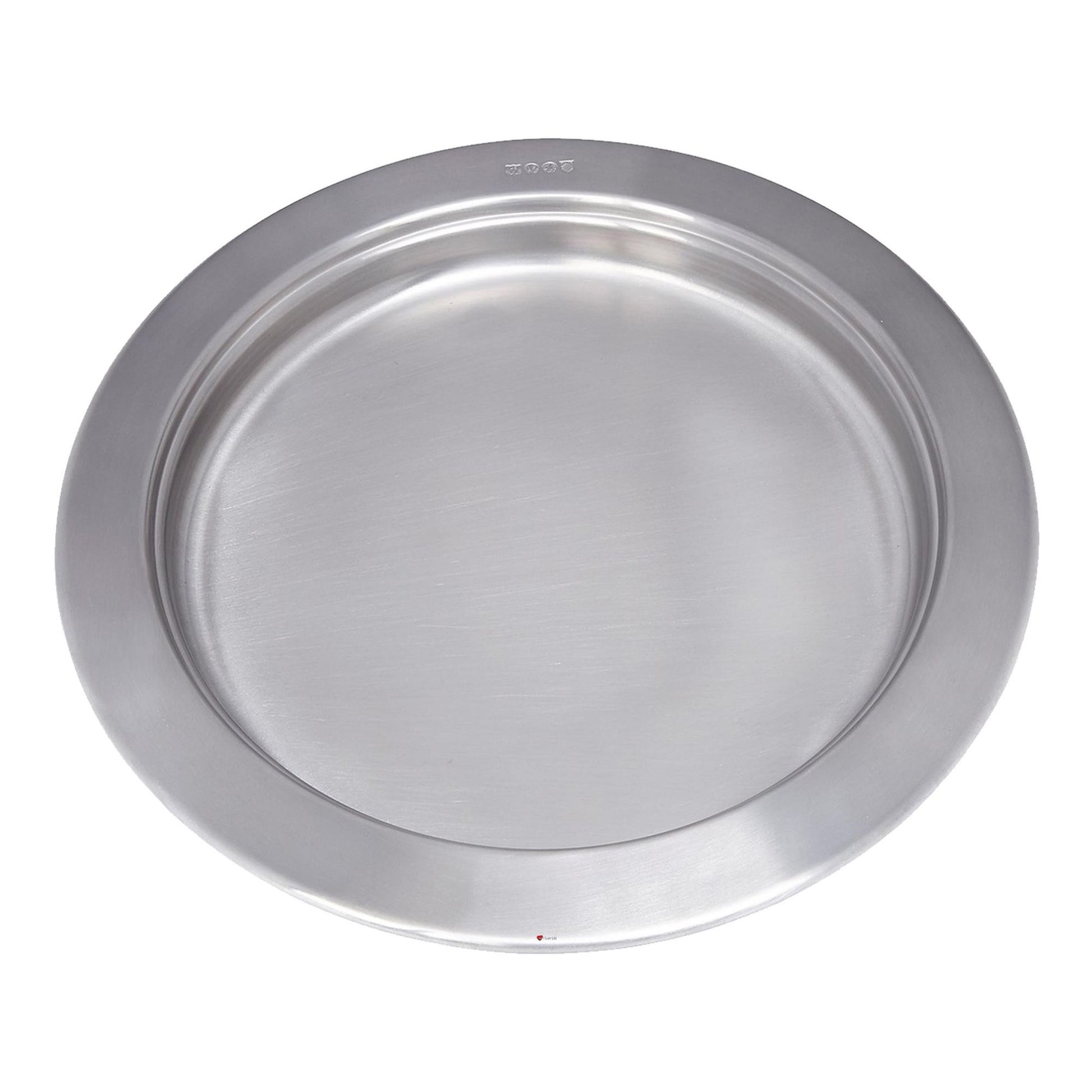 Stainless steel pan on a white background