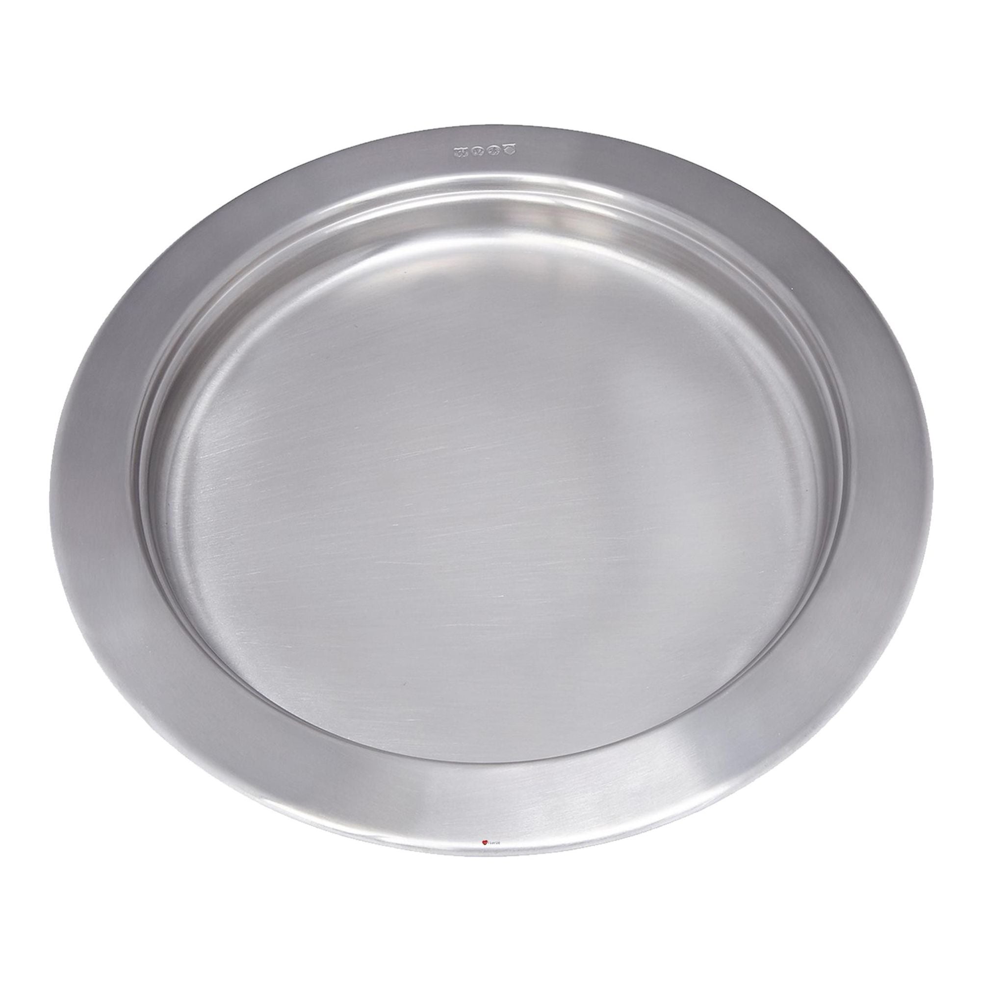 Stainless steel pan on a white background
