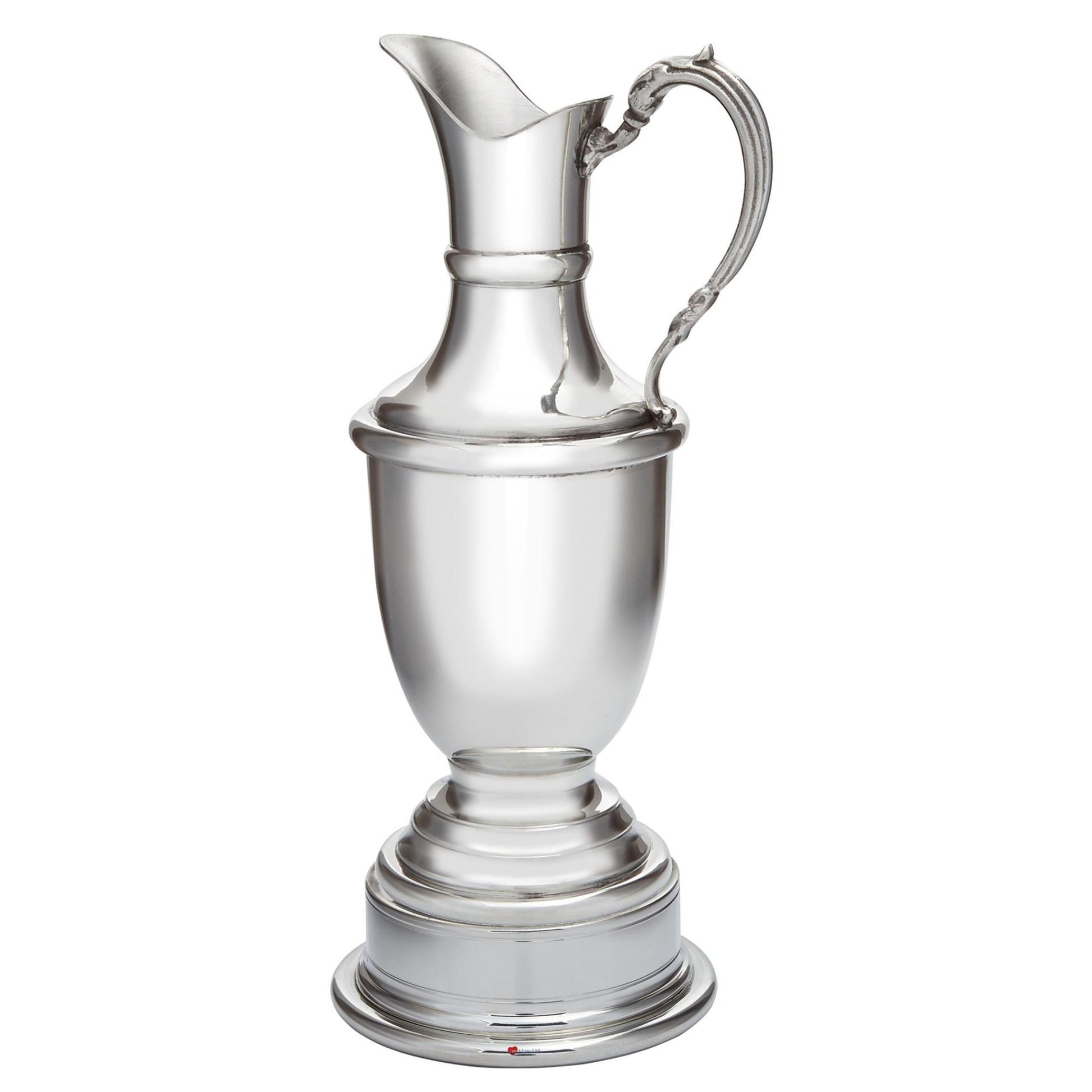Silver pitcher on a white background