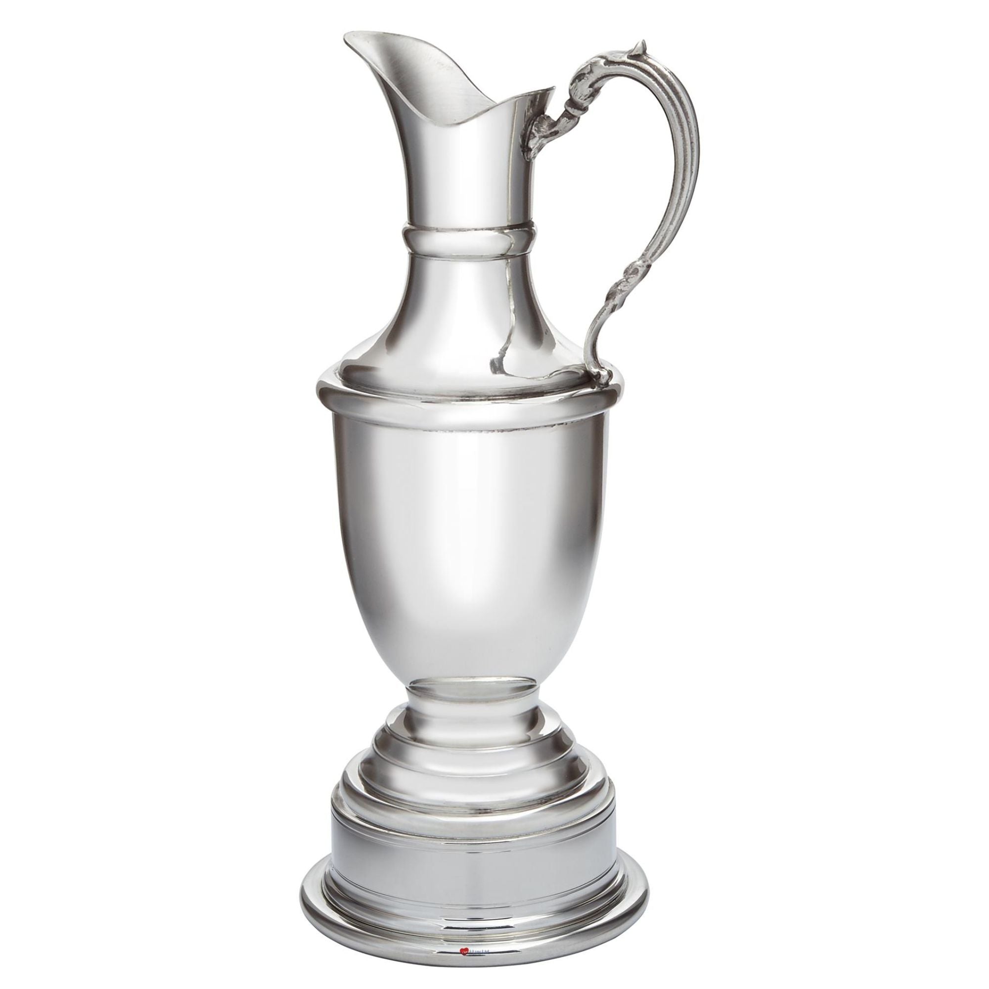 Silver pitcher on a white background
