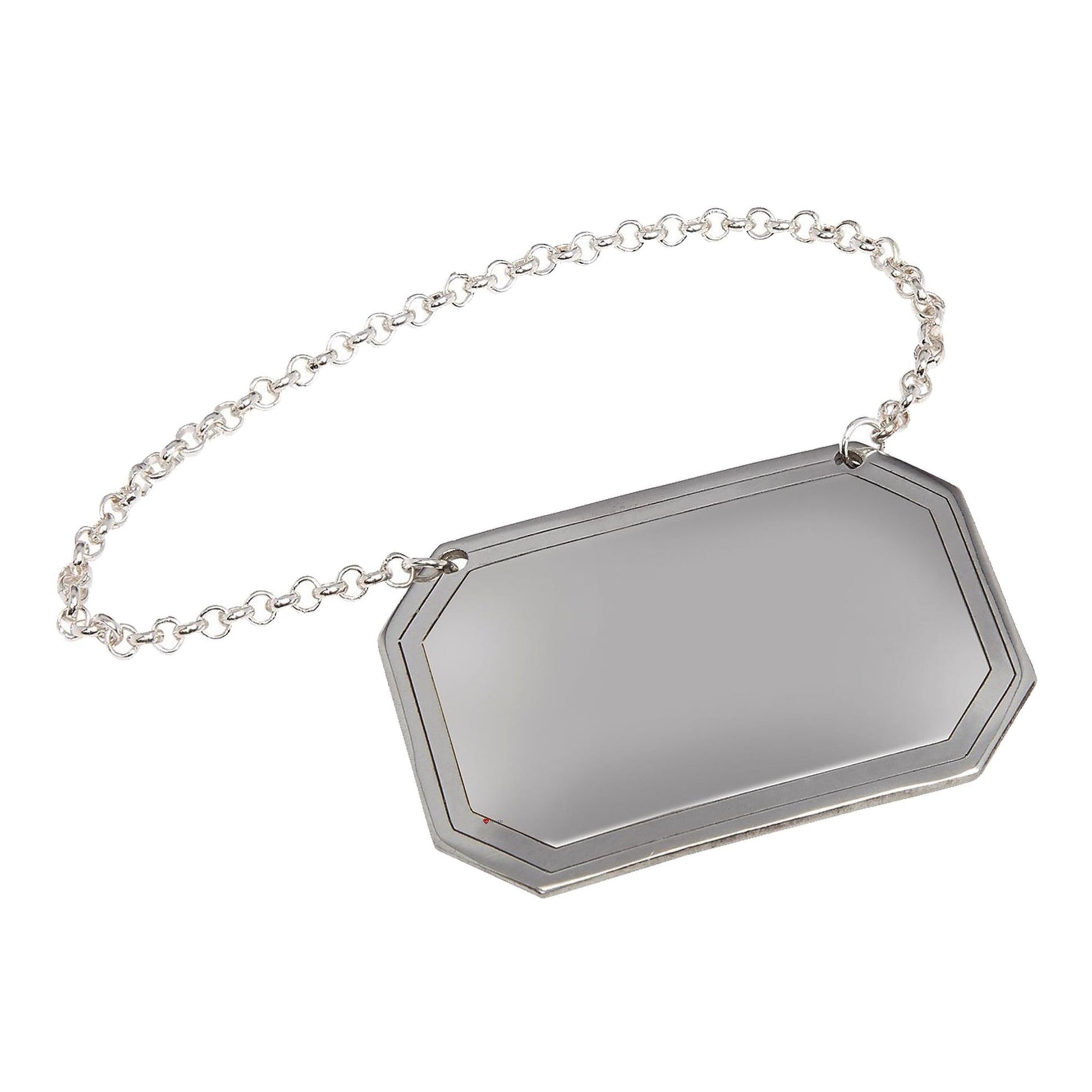Hexagonal mirror with a chain on a white background