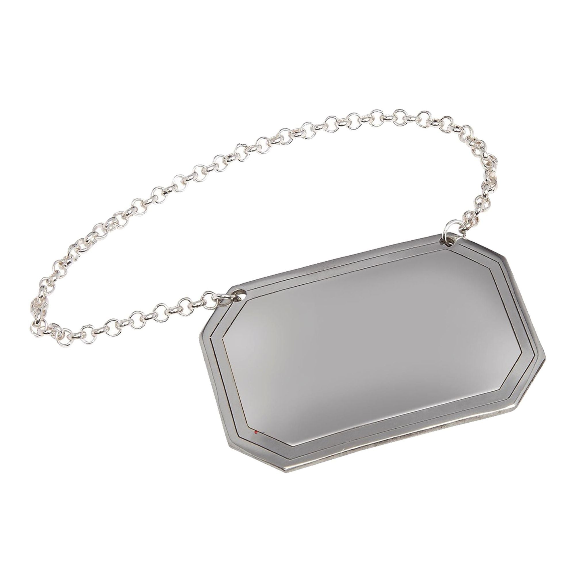 Hexagonal mirror with a chain on a white background
