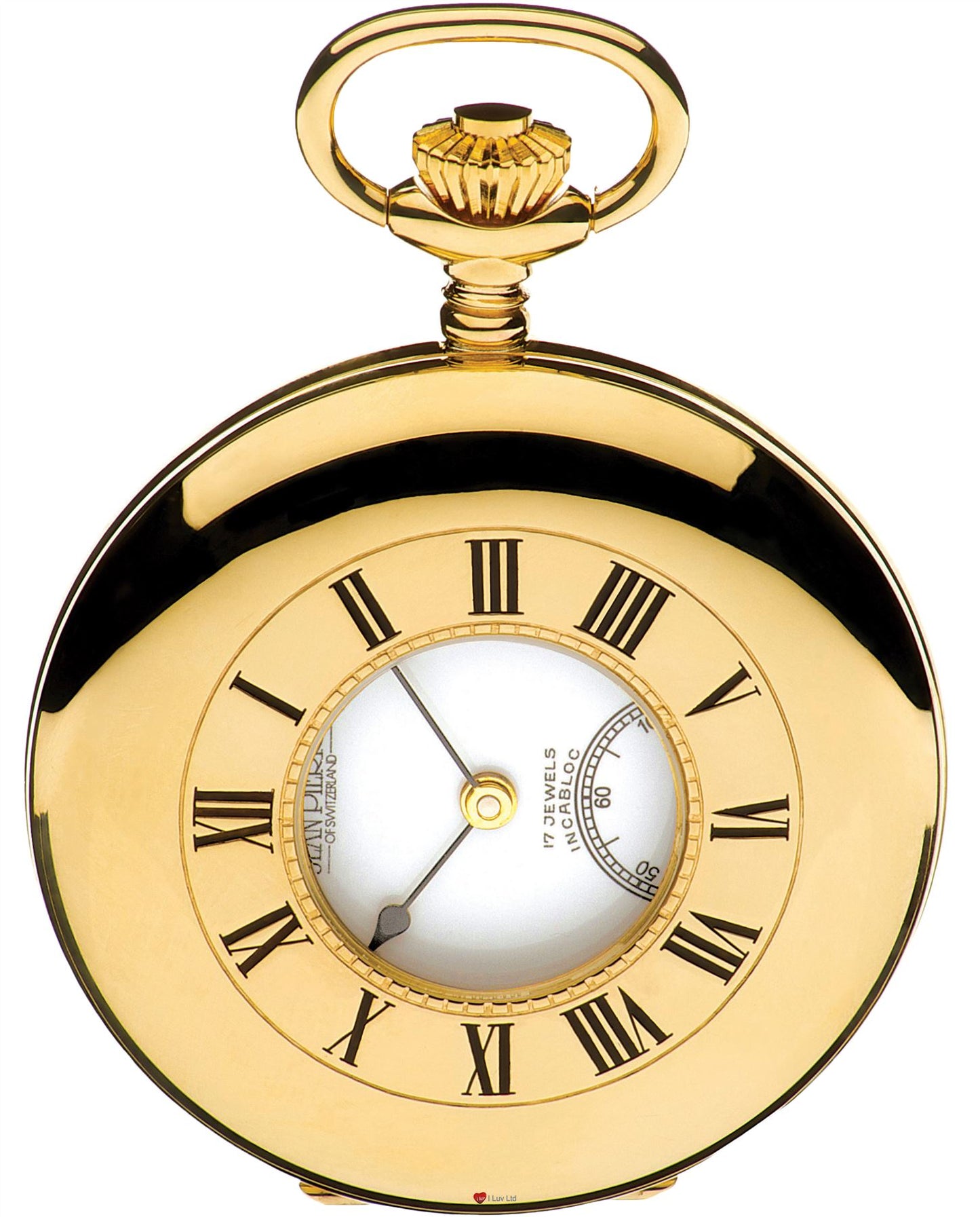 Half Hunter 9ct Gold Polished Pocket Watch 17 Jewel Movement