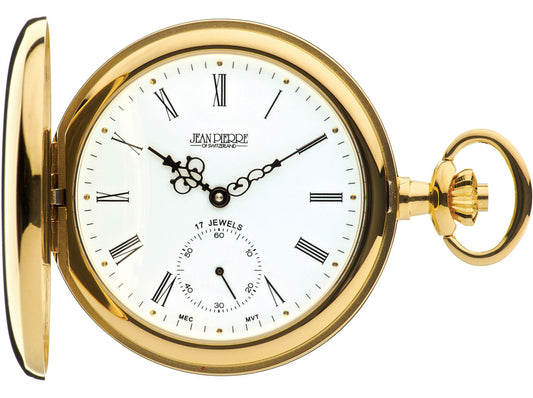 Polished Full Hunter Gold Plated Pocket Watch 17 Jewel Movement