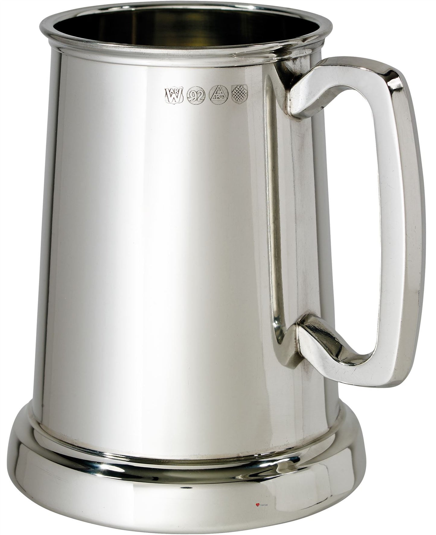 Pewter King's Shilling Tankard 1 Pint Plain with Feature Touchmark