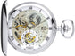 Skeleton Full Double Hunter Pocket Watch 17 Jewelled Mechanical Chromed