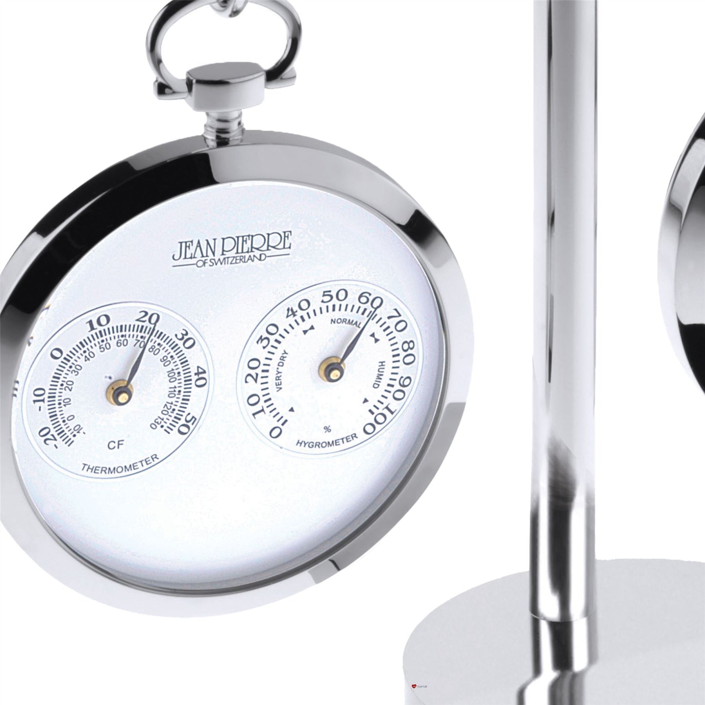 Thermometer and Clock Set in Pocket Watch Style on Double Stand