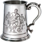 Pewter Tankard 1 Pint with Soccer Scenes on Both Sides and Antique Handle