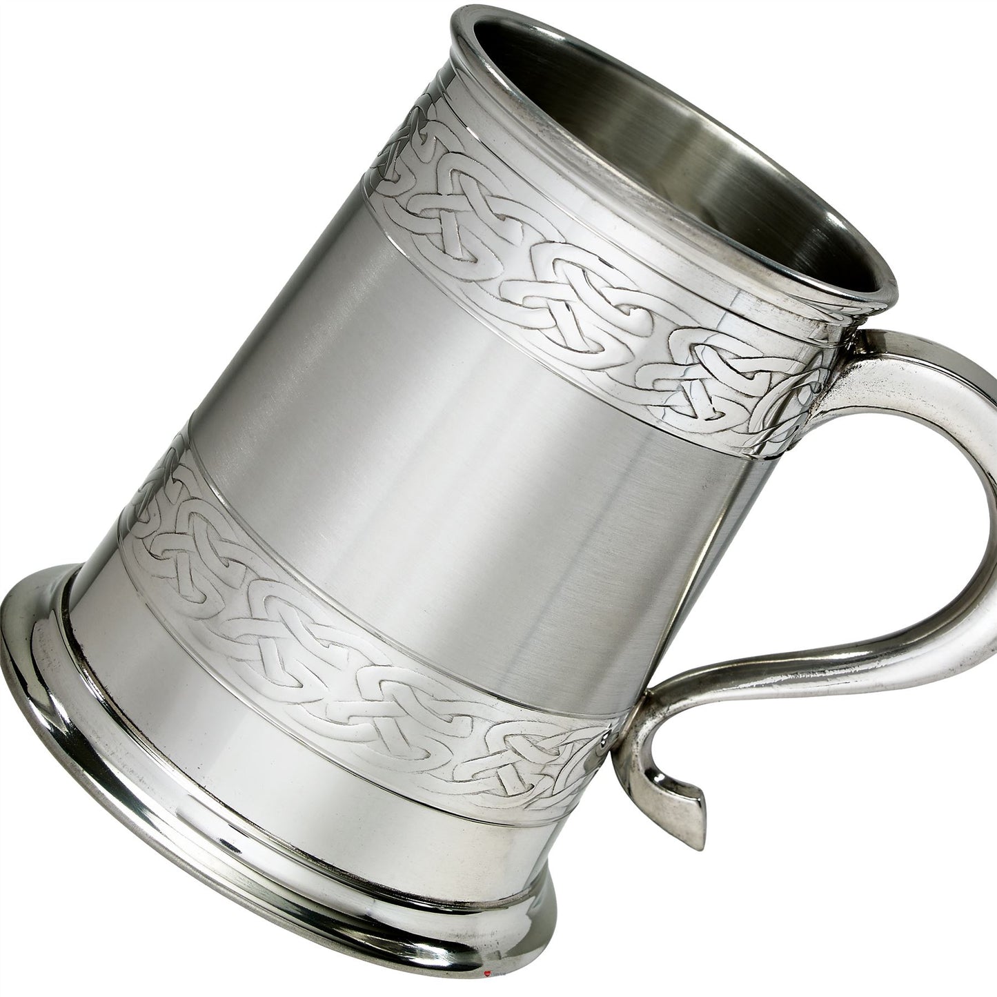 1 Pint Pewter Tankard With Satin Band and Celtic Band Design