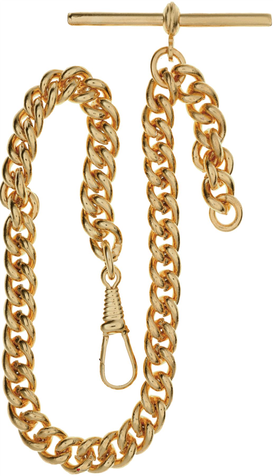 Single Albert Chain for Pocket Watch Heavyweight Rolled Gold Finish