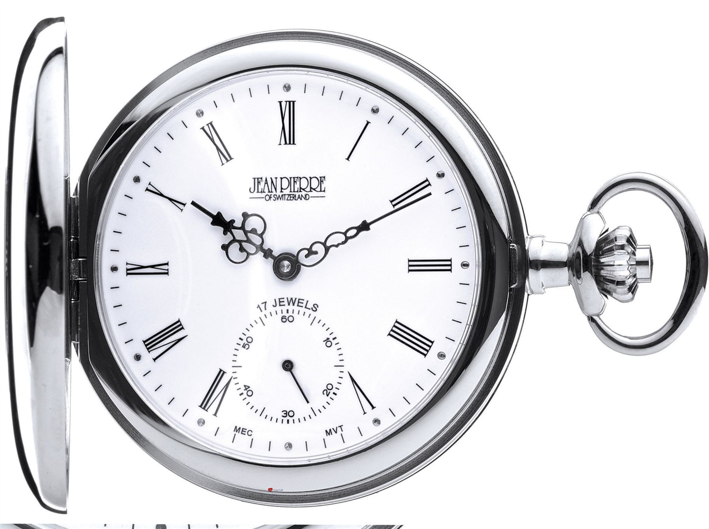 Polished Half Hunter Pocket Watch 17 Jewel Mechanical Chrome